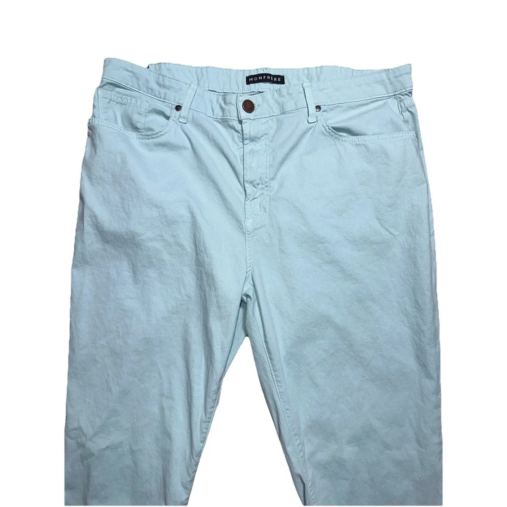 Monfrere Jeans Brando Mens 40 Linen Stretch Sky blue 40x34 Fit